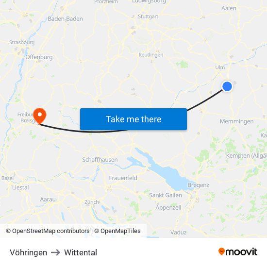 Vöhringen to Wittental map