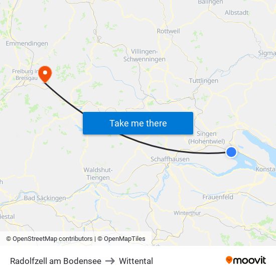 Radolfzell am Bodensee to Wittental map