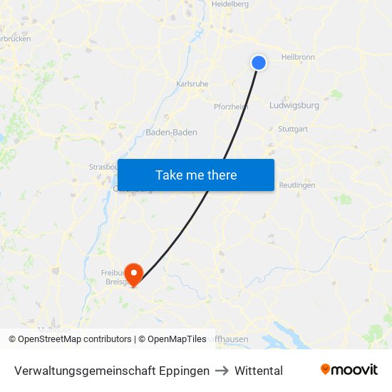 Verwaltungsgemeinschaft Eppingen to Wittental map