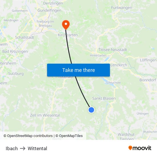 Ibach to Wittental map