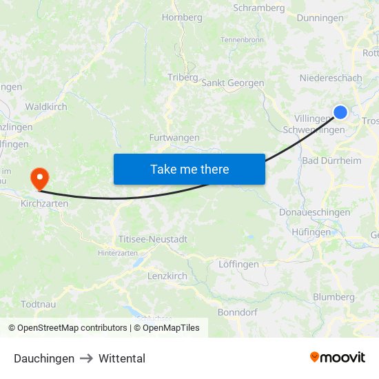 Dauchingen to Wittental map