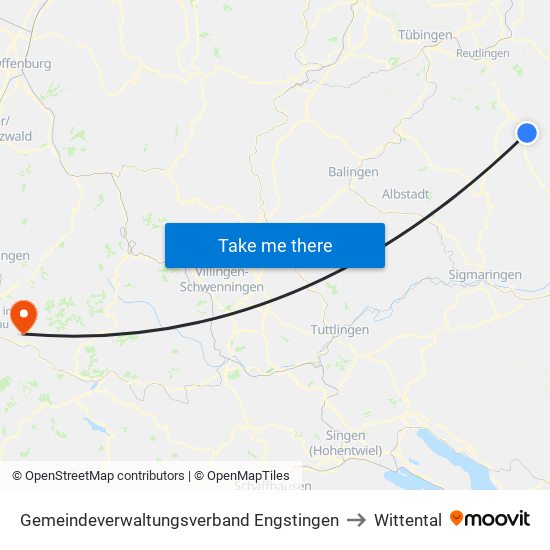 Gemeindeverwaltungsverband Engstingen to Wittental map