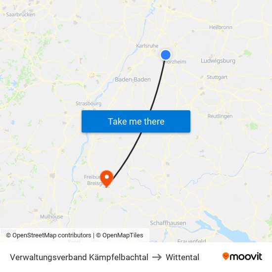 Verwaltungsverband Kämpfelbachtal to Wittental map