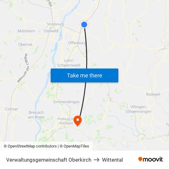 Verwaltungsgemeinschaft Oberkirch to Wittental map