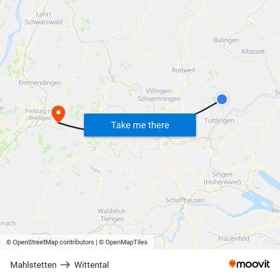 Mahlstetten to Wittental map