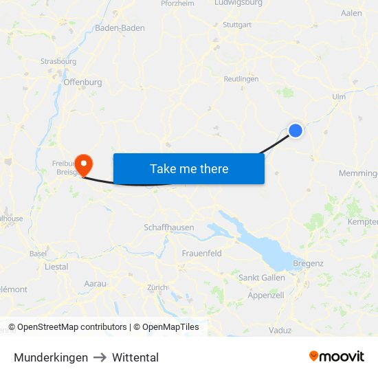 Munderkingen to Wittental map