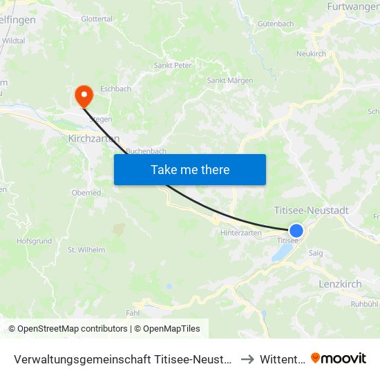 Verwaltungsgemeinschaft Titisee-Neustadt to Wittental map