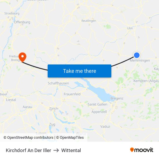 Kirchdorf An Der Iller to Wittental map