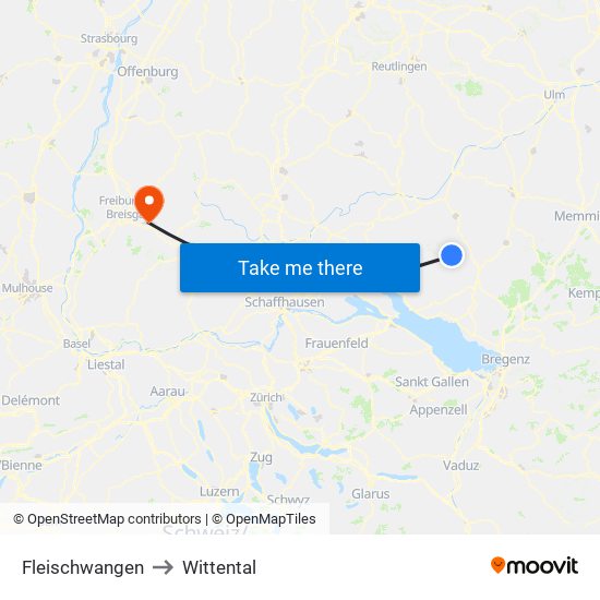 Fleischwangen to Wittental map