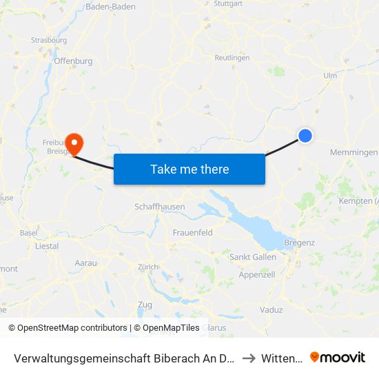Verwaltungsgemeinschaft Biberach An Der Riß to Wittental map