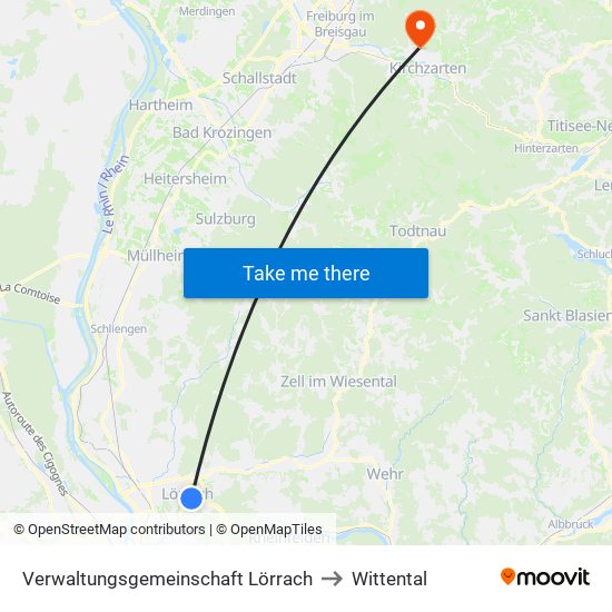 Verwaltungsgemeinschaft Lörrach to Wittental map