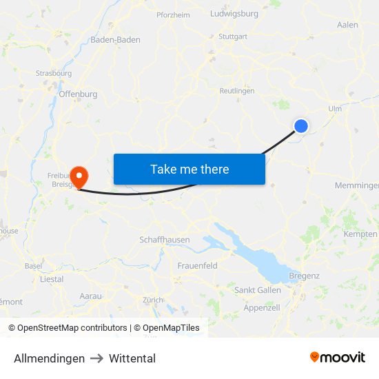 Allmendingen to Wittental map