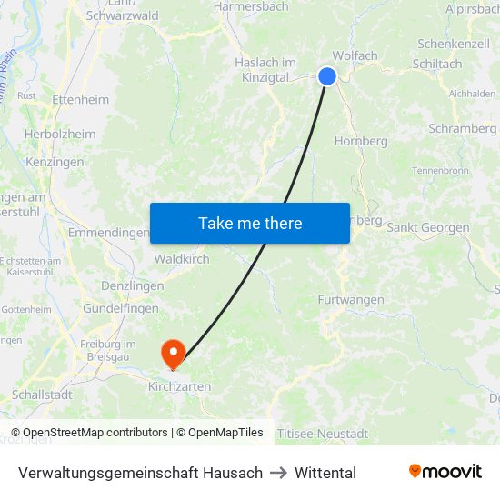 Verwaltungsgemeinschaft Hausach to Wittental map