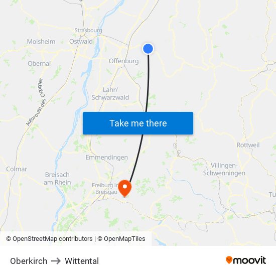 Oberkirch to Wittental map