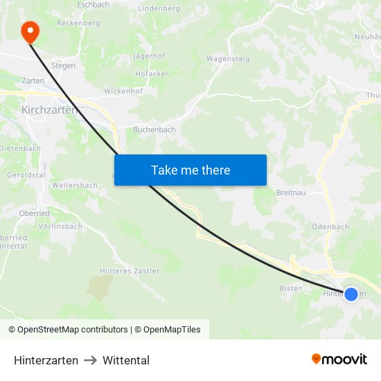 Hinterzarten to Wittental map