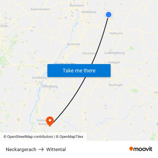 Neckargerach to Wittental map