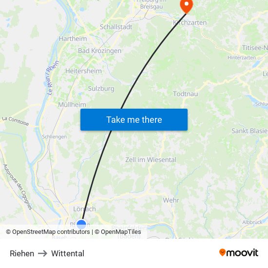 Riehen to Wittental map