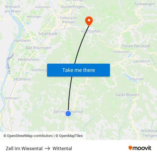 Zell Im Wiesental to Wittental map