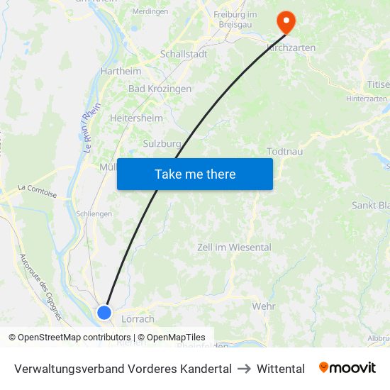 Verwaltungsverband Vorderes Kandertal to Wittental map