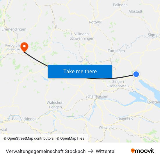 Verwaltungsgemeinschaft Stockach to Wittental map