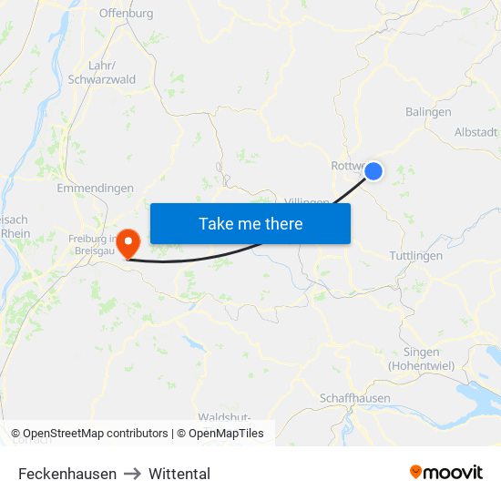 Feckenhausen to Wittental map