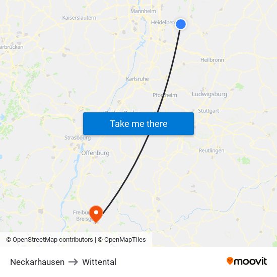 Neckarhausen to Wittental map