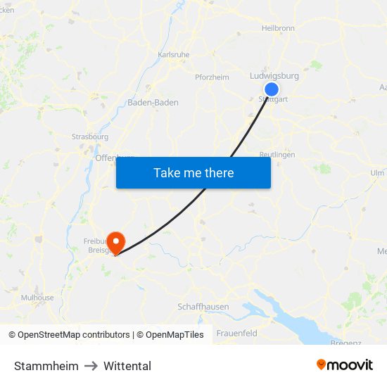 Stammheim to Wittental map