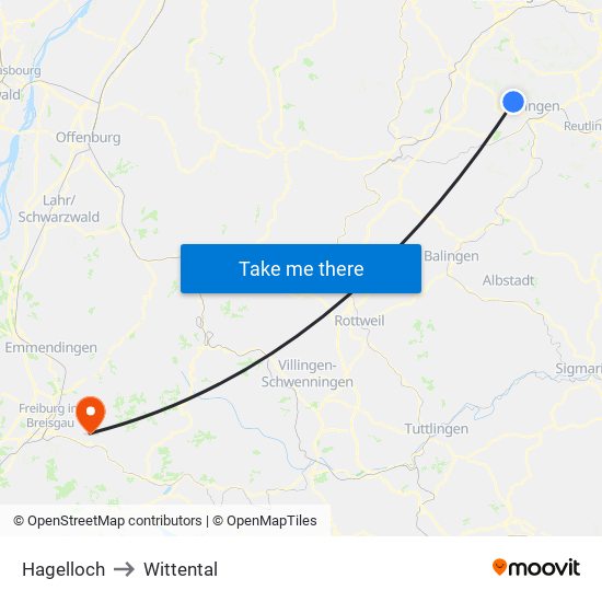 Hagelloch to Wittental map