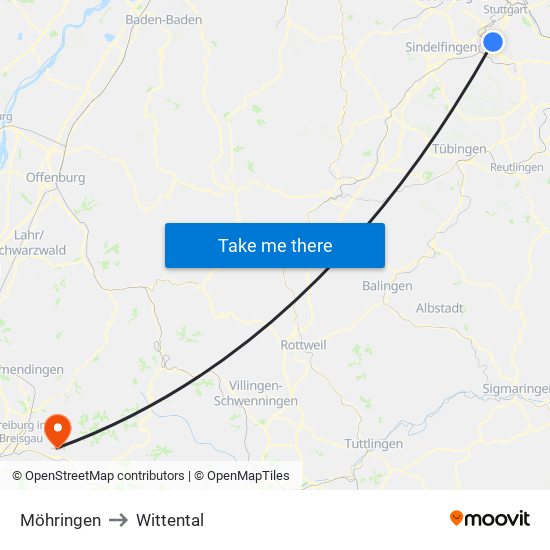 Möhringen to Wittental map