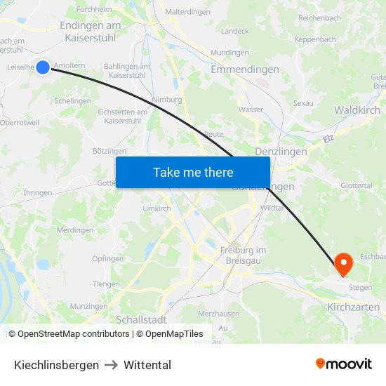 Kiechlinsbergen to Wittental map