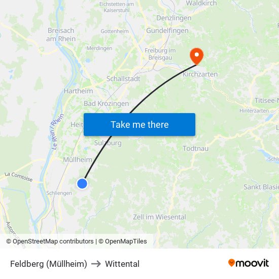 Feldberg (Müllheim) to Wittental map