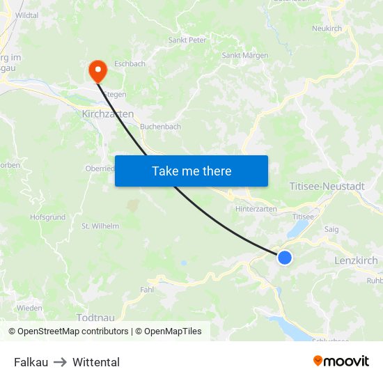 Falkau to Wittental map