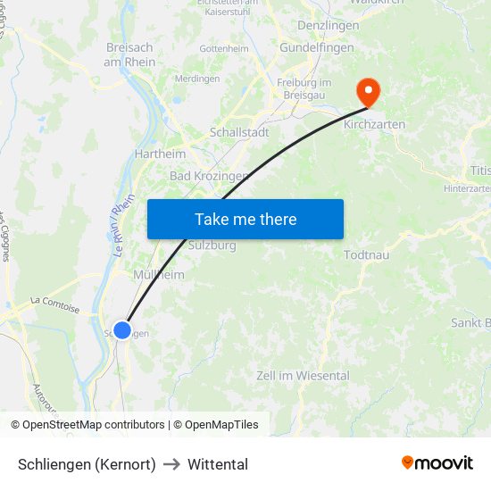 Schliengen (Kernort) to Wittental map