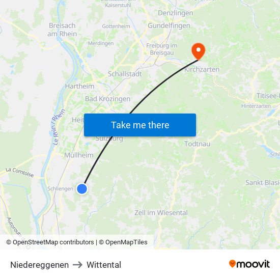 Niedereggenen to Wittental map