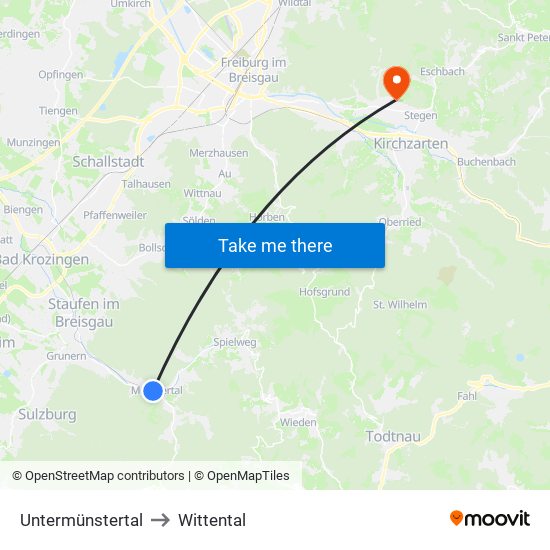 Untermünstertal to Wittental map