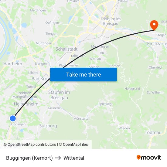 Buggingen (Kernort) to Wittental map