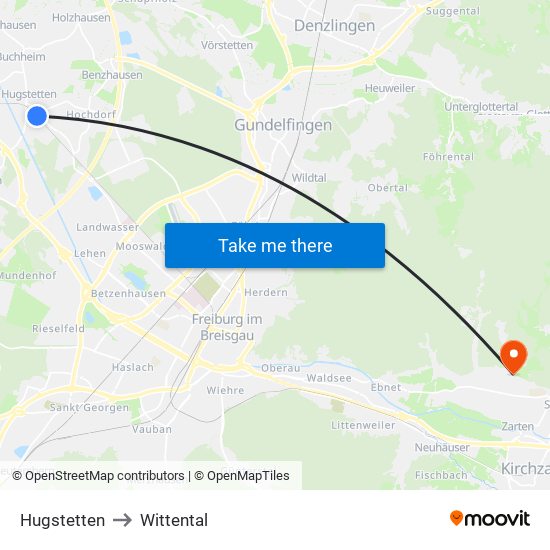 Hugstetten to Wittental map