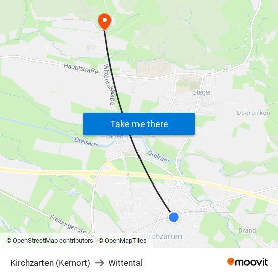 Kirchzarten (Kernort) to Wittental map