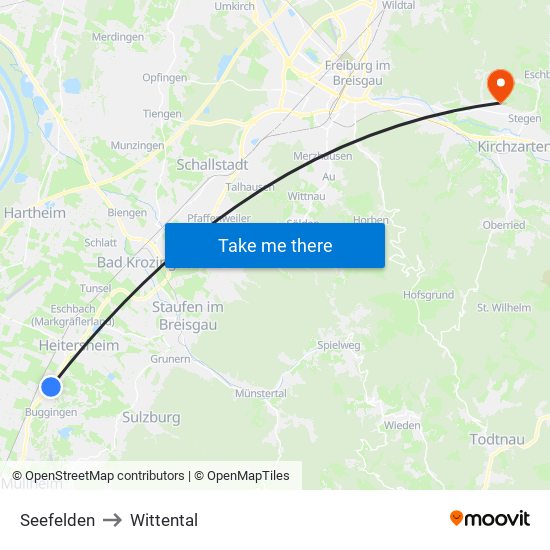 Seefelden to Wittental map