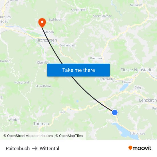 Raitenbuch to Wittental map