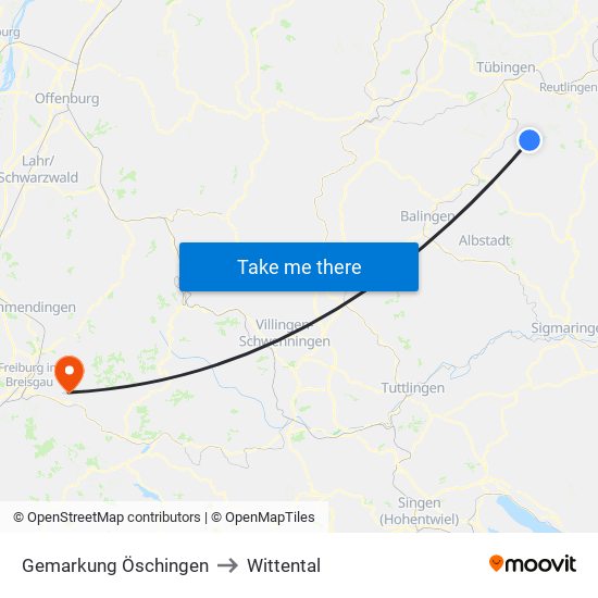 Gemarkung Öschingen to Wittental map