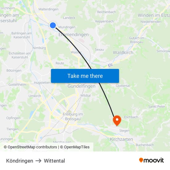 Köndringen to Wittental map