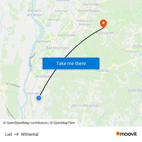 Liel to Wittental map
