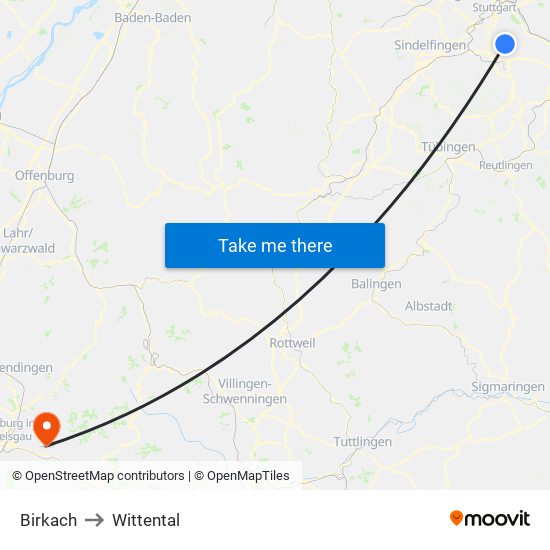 Birkach to Wittental map