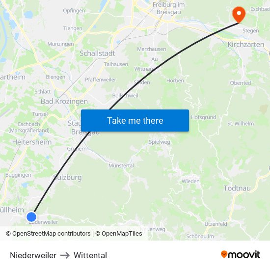 Niederweiler to Wittental map