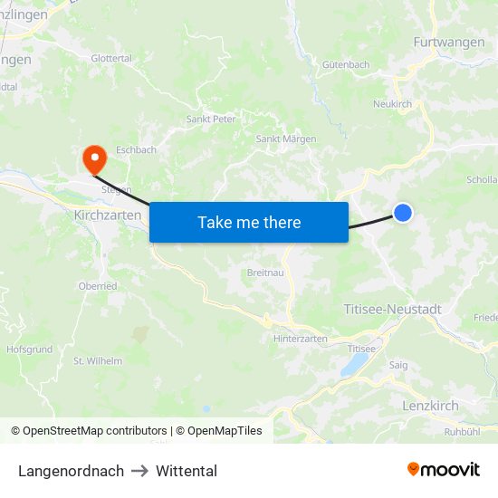 Langenordnach to Wittental map