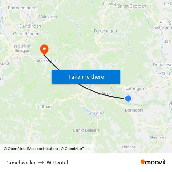 Göschweiler to Wittental map