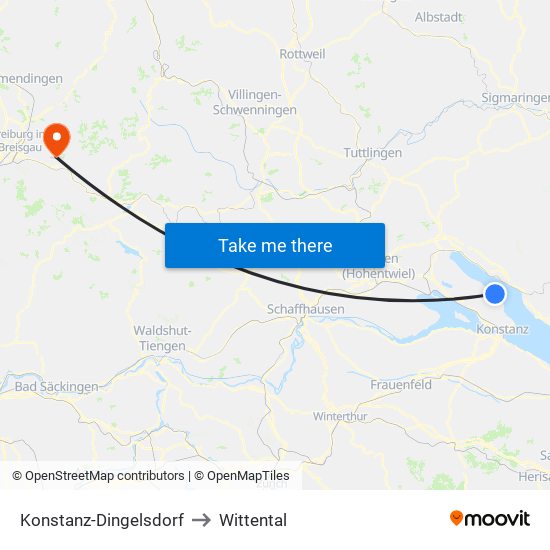 Konstanz-Dingelsdorf to Wittental map