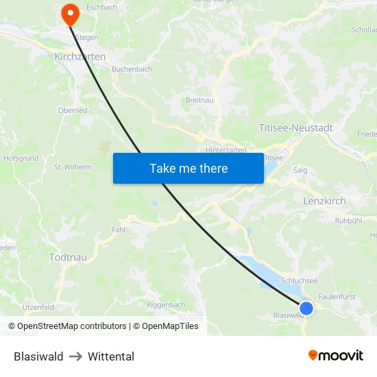 Blasiwald to Wittental map