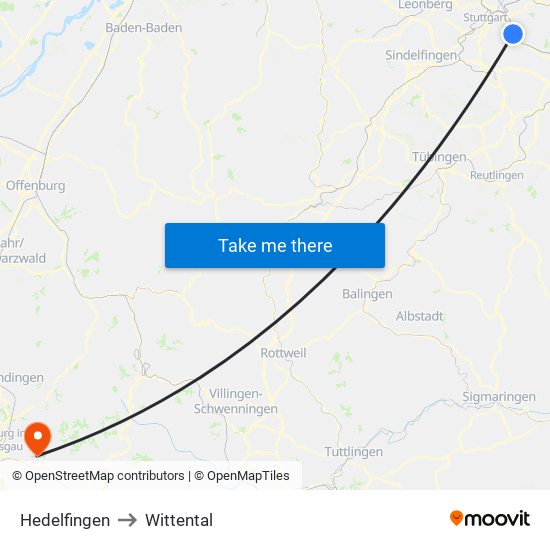 Hedelfingen to Wittental map